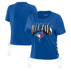 Toronto Blue Jays WEAR by Erin Andrews Women's Side Lace-Up Cropped T-Shirt Royal