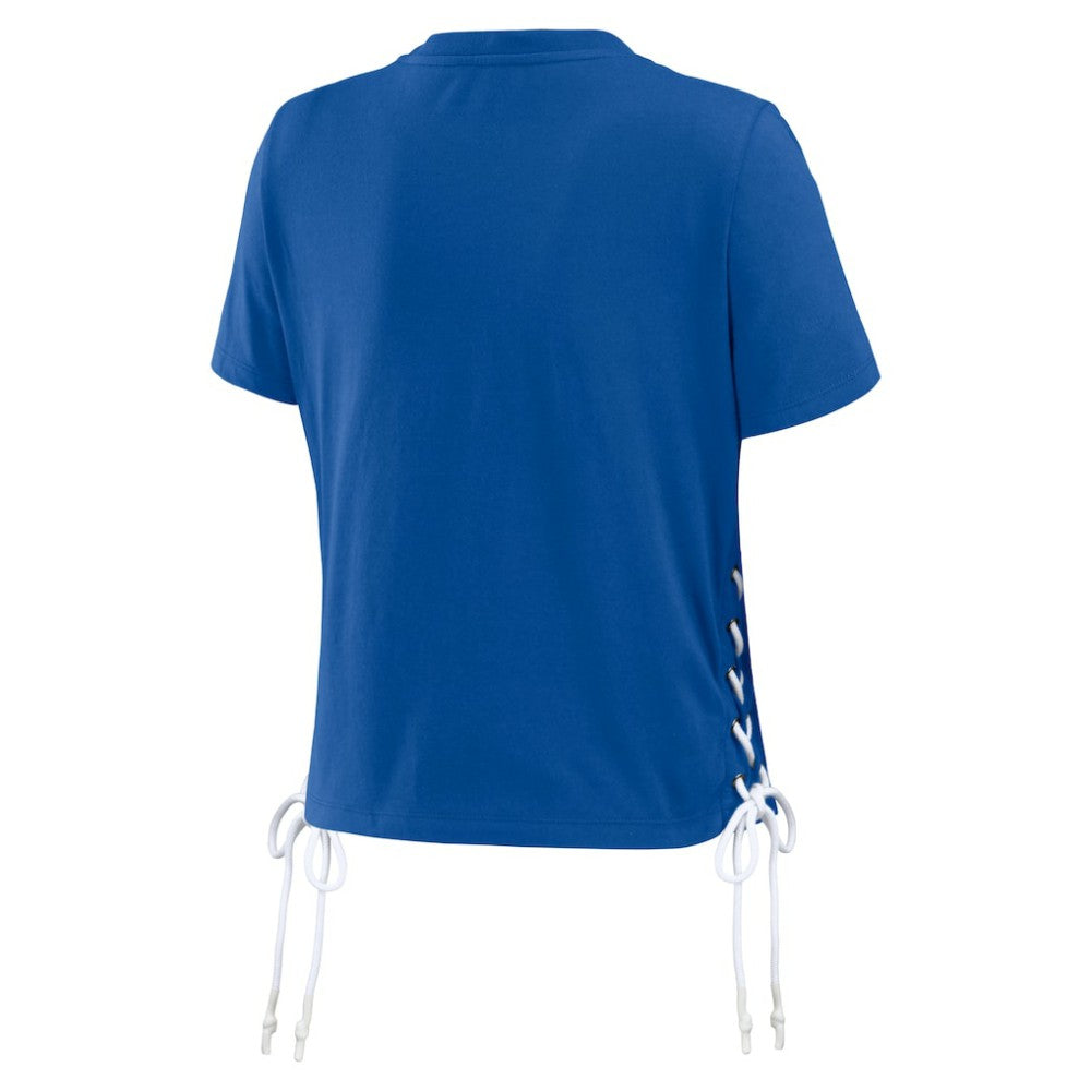 Toronto Blue Jays WEAR by Erin Andrews Women's Side Lace-Up Cropped T-Shirt Royal
