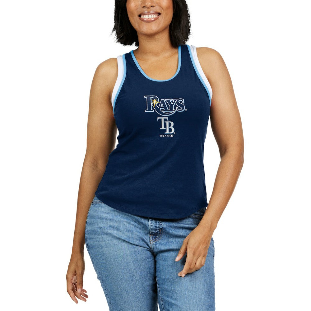 Tampa Bay Rays WEAR by Erin Andrews Women's Colorblock Racerback Tank Top Navy