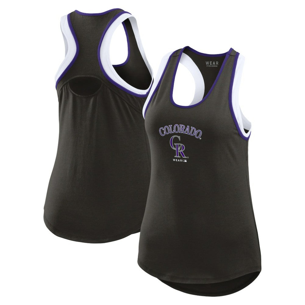 Colorado Rockies WEAR by Erin Andrews Women's Colorblock Racerback Tank Top Black