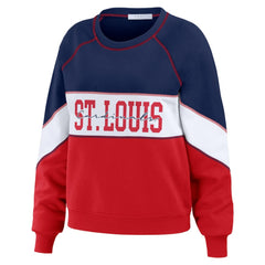 St. Louis Cardinals WEAR by Erin Andrews Women's Color Block Crew Neck Pullover Sweatshirt Navy/Red