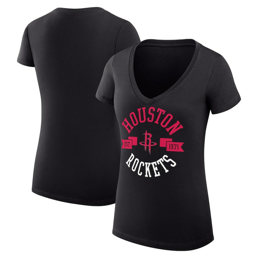 Houston Rockets G-III 4Her by Carl Banks Women's Super-Slim Fit Lightweight Large City Logo V-Neck T-Shirt - Black online