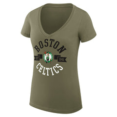 Boston Celtics G-III 4Her by Carl Banks Women's Super-Slim Fit Lightweight Large City Logo V-Neck T-Shirt - Olive sale