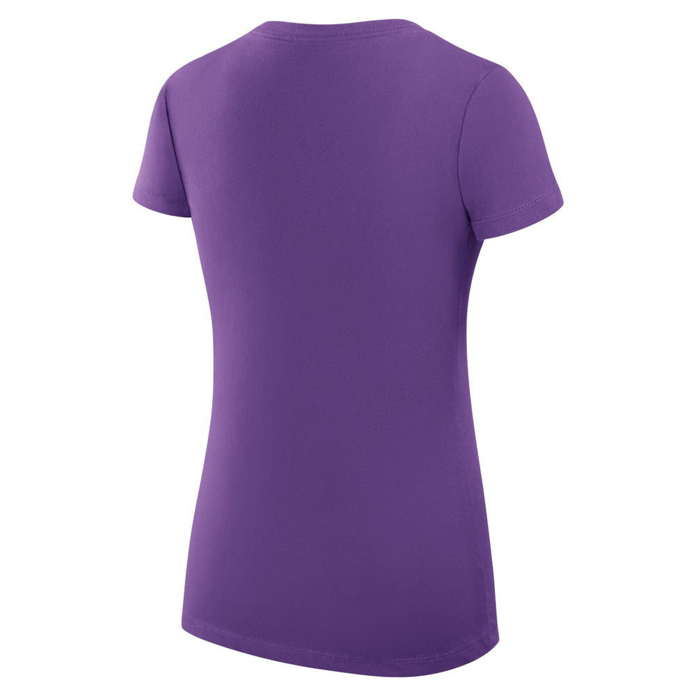 Los Angeles Lakers G-III 4Her by Carl Banks Women's Super-Slim Fit Lightweight Large City Logo V-Neck T-Shirt - Purple shop