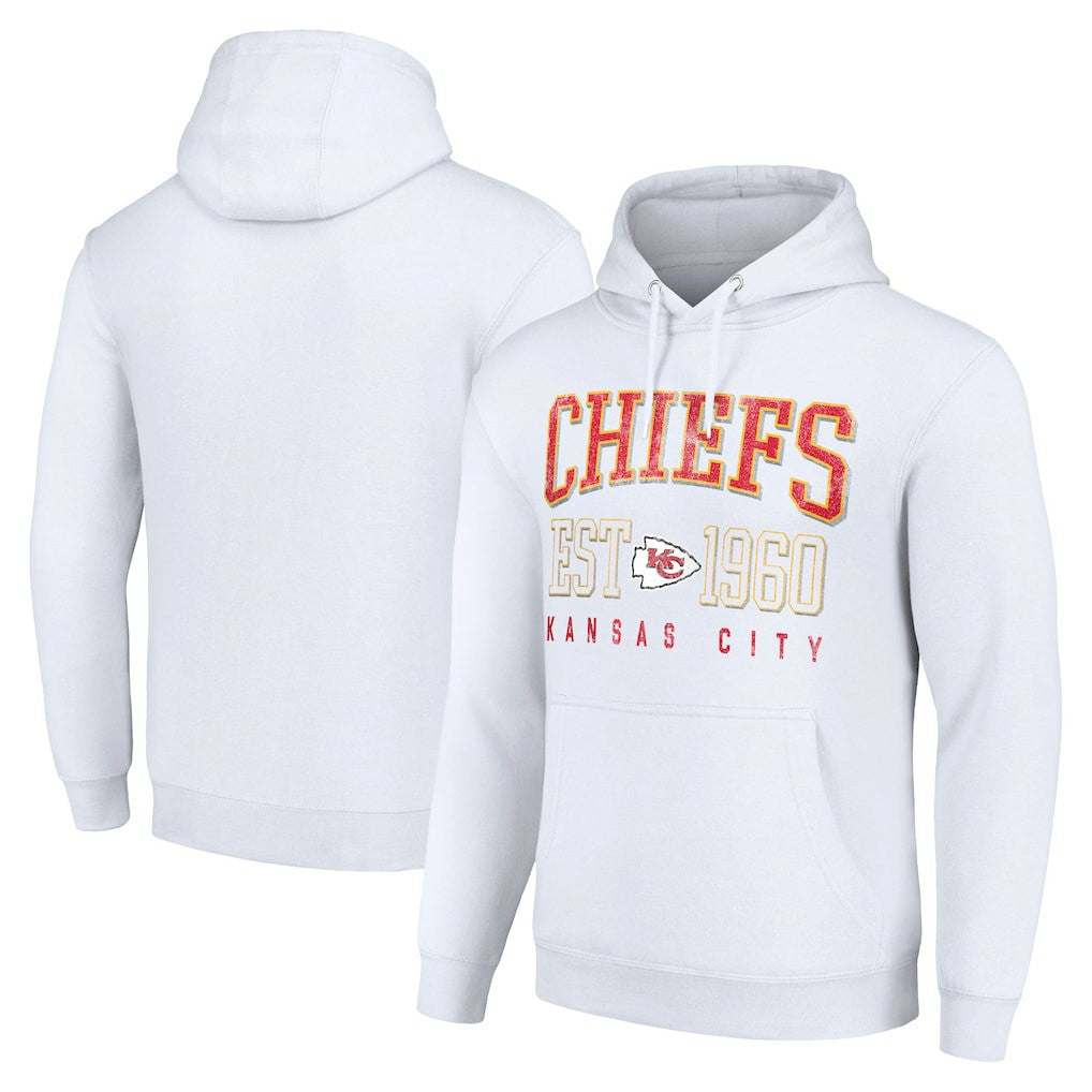 Kansas City Chiefs Starter Unisex Throwback Logo Pullover Hoodie - White on sale