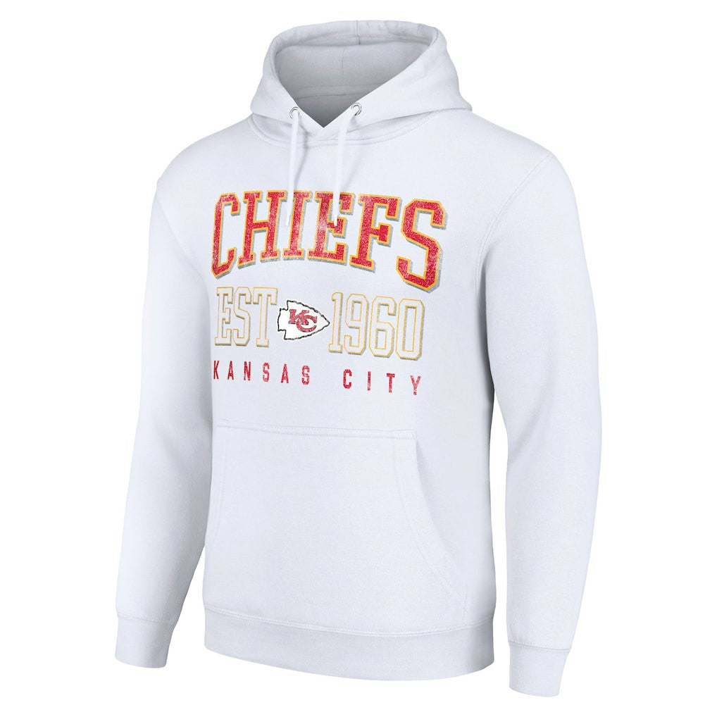 Kansas City Chiefs Starter Unisex Throwback Logo Pullover Hoodie - White on sale