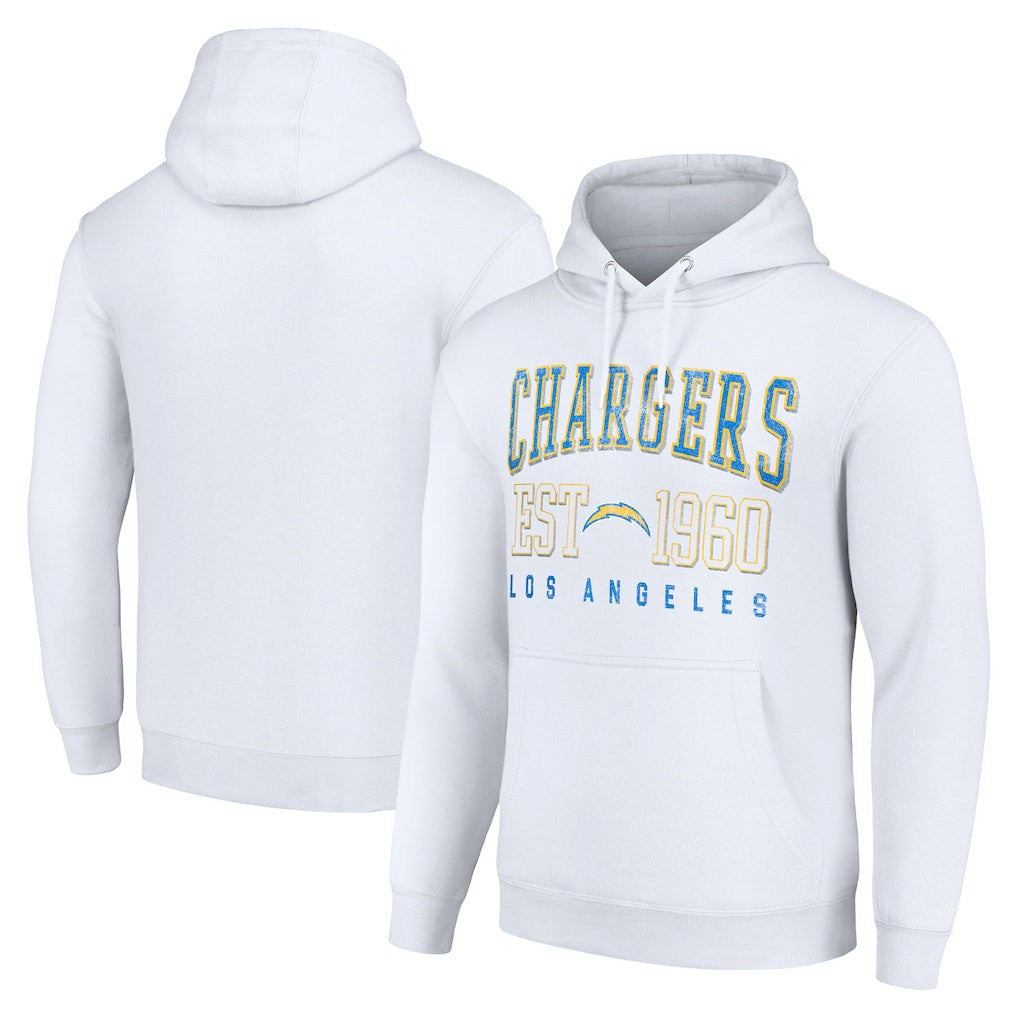 Los Angeles Chargers Starter Unisex Throwback Logo Pullover Hoodie - White on sale