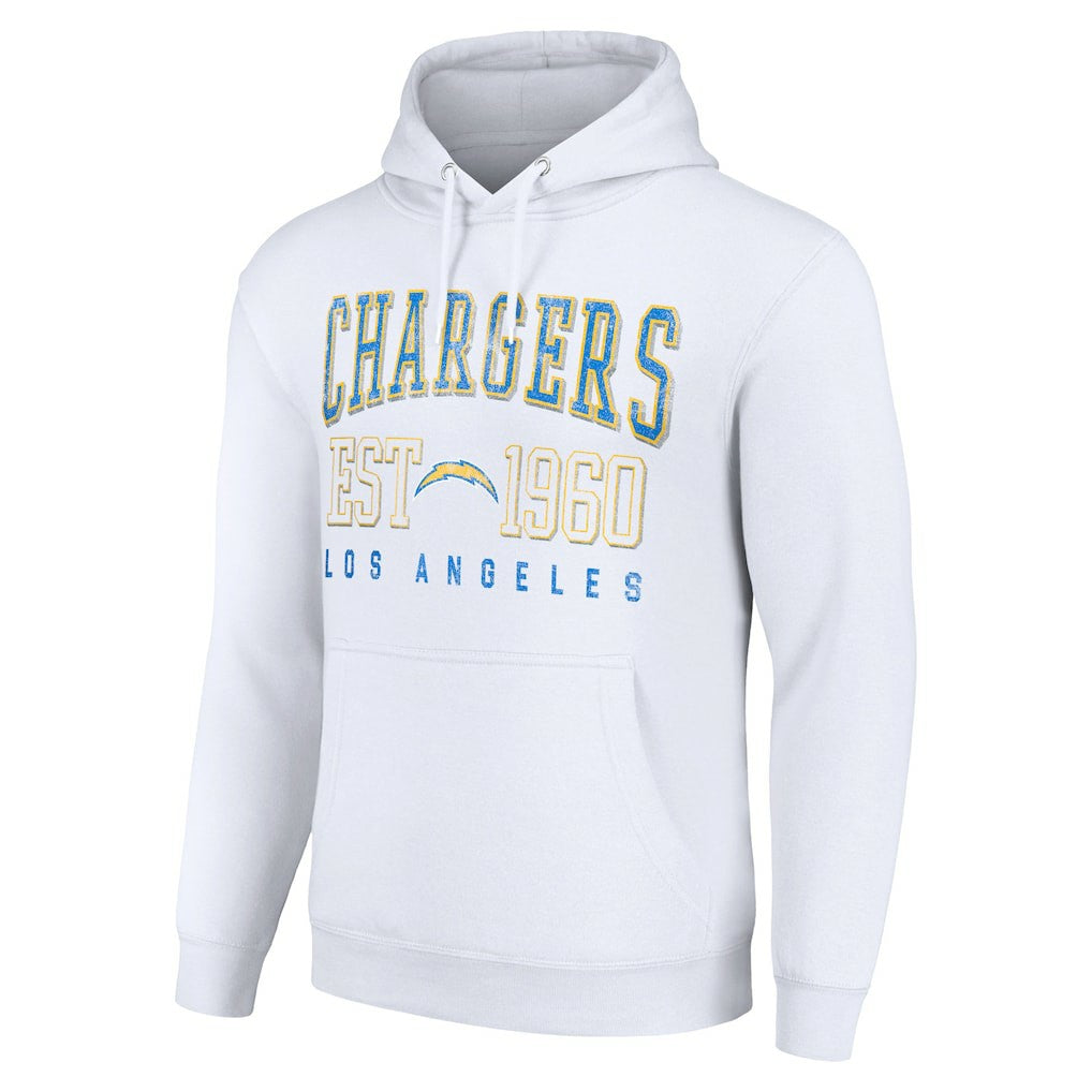 Los Angeles Chargers Starter Unisex Throwback Logo Pullover Hoodie - White on sale