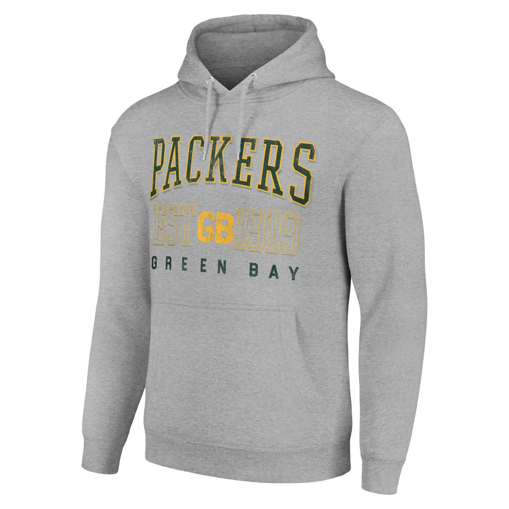 Green Bay Packers Starter Unisex Throwback Logo Pullover Hoodie - Heather Gray on sale