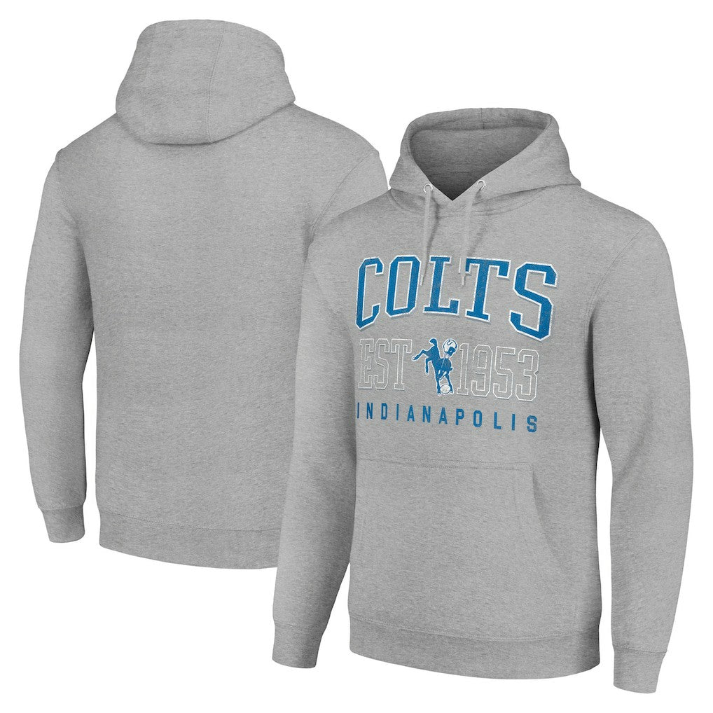 Indianapolis Colts Starter Unisex Throwback Logo Pullover Hoodie - Heather Gray outlet
