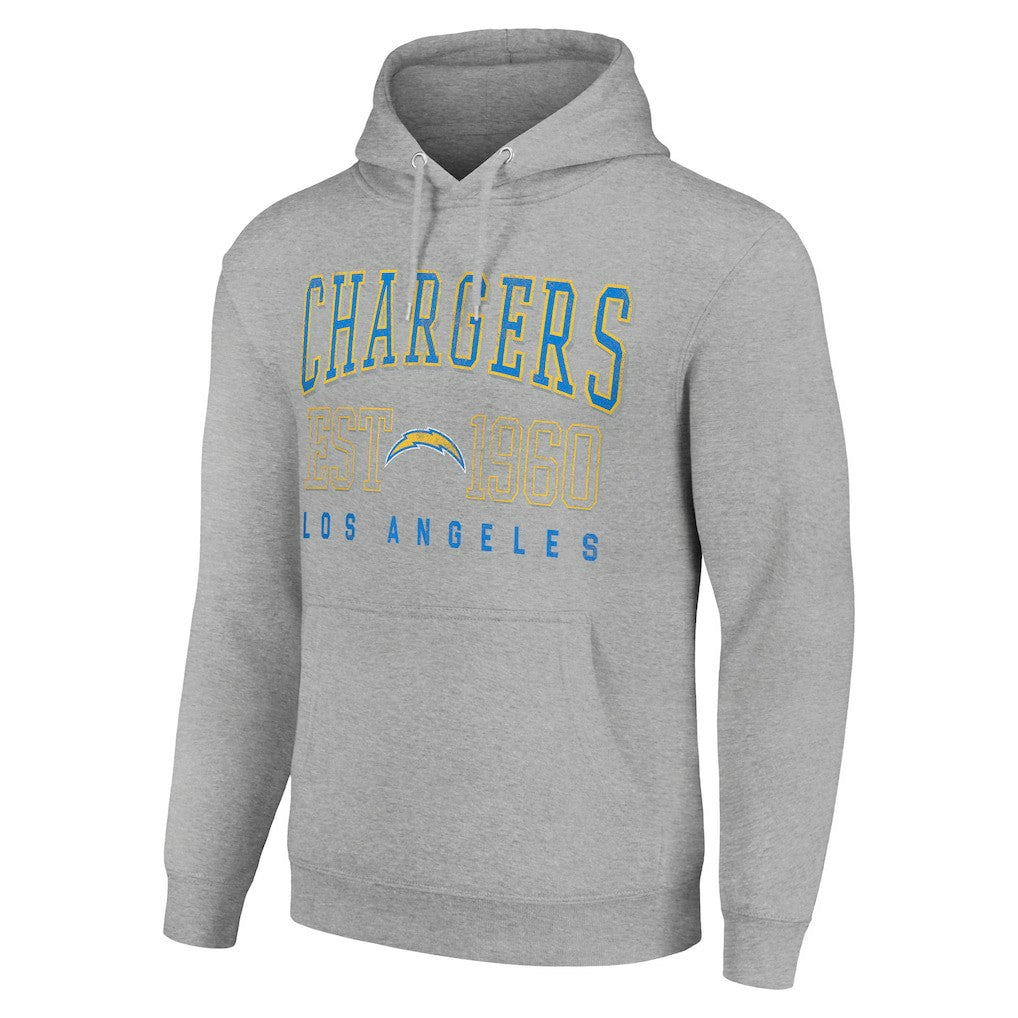 Los Angeles Chargers Starter Unisex Throwback Logo Pullover Hoodie - Heather Gray on sale