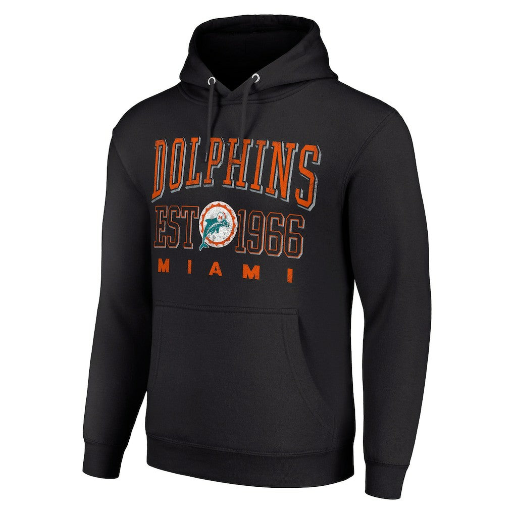 Miami Dolphins Starter Unisex Throwback Logo Pullover Hoodie - Black on sale