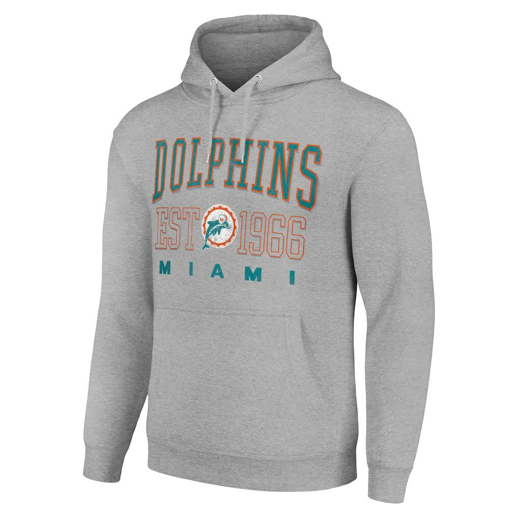 Miami Dolphins Starter Unisex Throwback Logo Pullover Hoodie - Heather Gray cheap