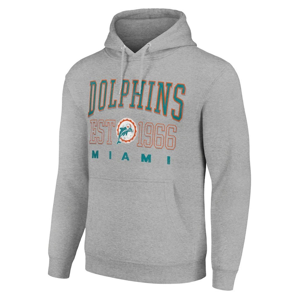 Miami Dolphins Starter Unisex Throwback Logo Pullover Hoodie - Heather Gray cheap