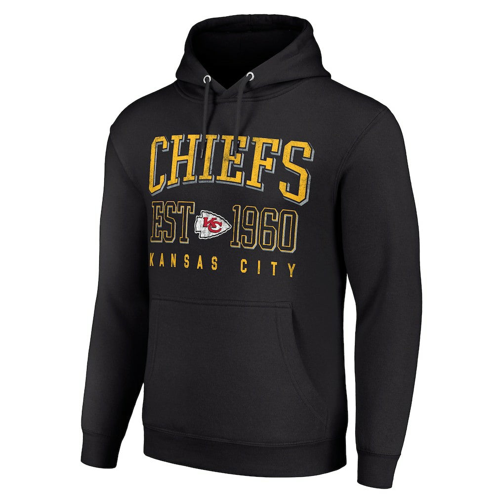 Kansas City Chiefs Starter Unisex Throwback Logo Pullover Hoodie - Black cheap