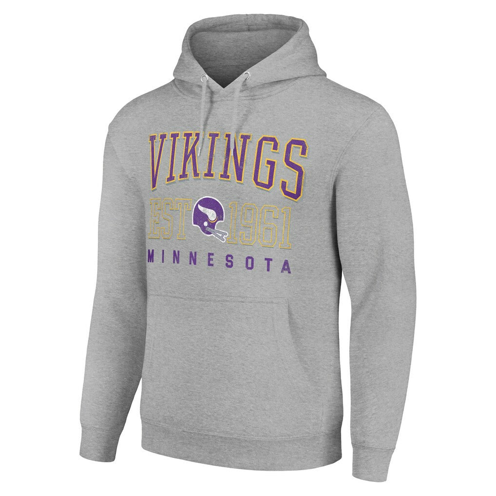 Minnesota Vikings Starter Unisex Throwback Logo Pullover Hoodie - Heather Gray cheap