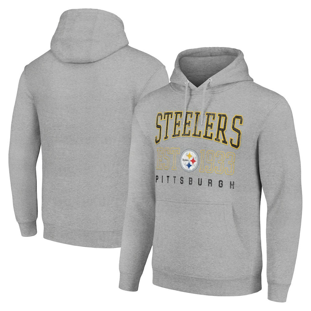 Pittsburgh Steelers Starter Unisex Throwback Logo Pullover Hoodie - Heather Gray cheap