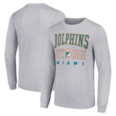 Miami Dolphins Starter Throwback Logo Long Sleeve T-Shirt - Heather Gray outlet