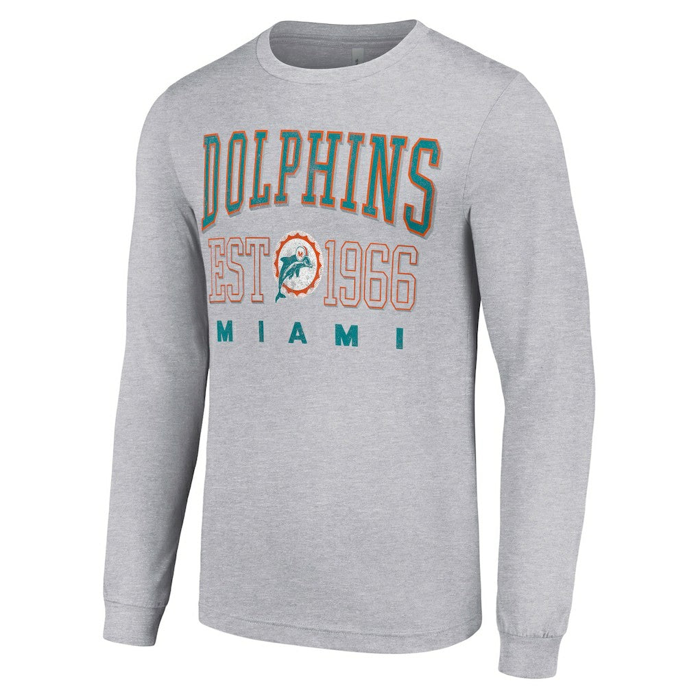 Miami Dolphins Starter Throwback Logo Long Sleeve T-Shirt - Heather Gray outlet