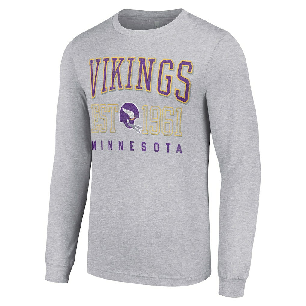 Minnesota Vikings Starter Throwback Logo Long Sleeve T-Shirt - Heather Gray discount