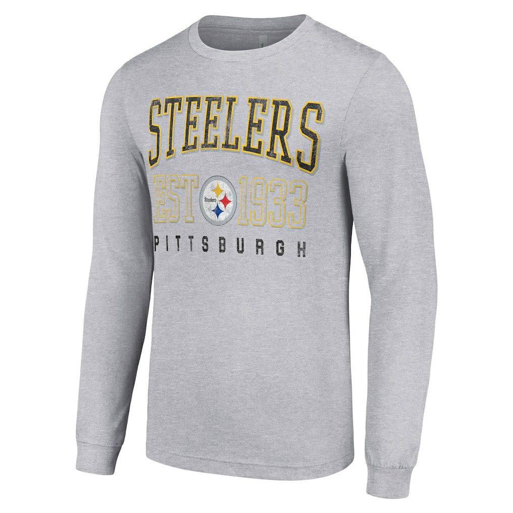 Pittsburgh Steelers Starter Throwback Logo Long Sleeve T-Shirt - Heather Gray for sale