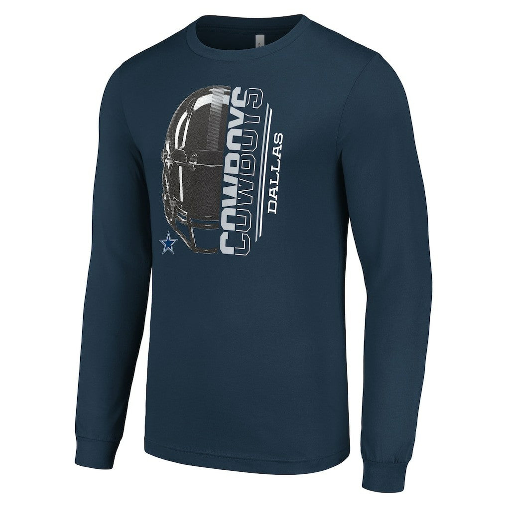 Dallas Cowboys Starter Half Helmet Logo Long Sleeve T-Shirt - Navy on sale