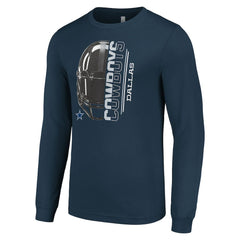 Dallas Cowboys Starter Half Helmet Logo Long Sleeve T-Shirt - Navy on sale