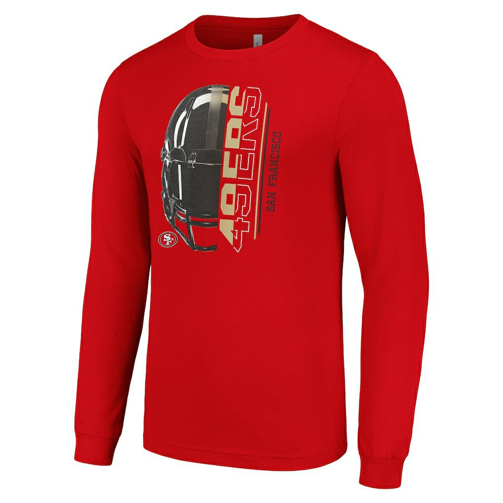 San Francisco 49ers Starter Half Helmet Logo Long Sleeve T-Shirt - Scarlet discount