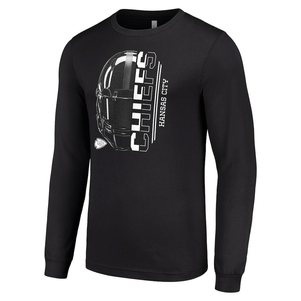 Kansas City Chiefs Starter Half Helmet Logo Long Sleeve T-Shirt - Black for sale