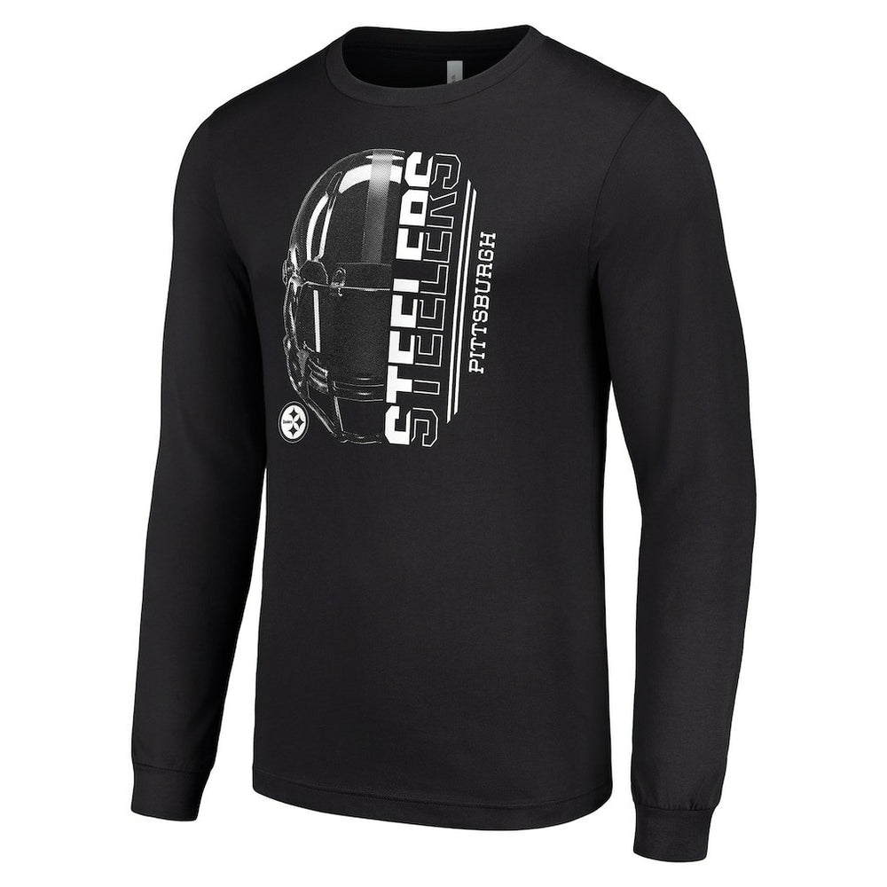 Pittsburgh Steelers Starter Half Helmet Logo Long Sleeve T-Shirt - Black cheap