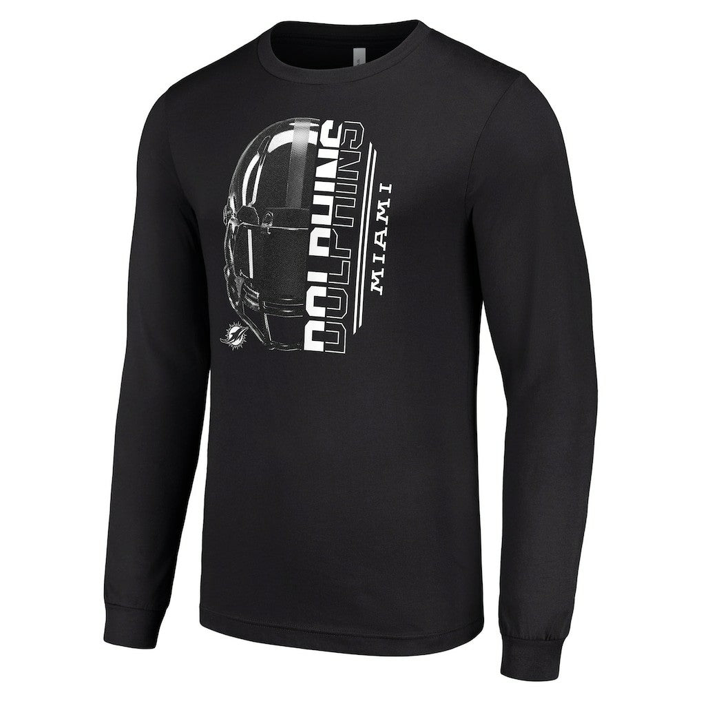 Miami Dolphins Starter Half Helmet Logo Long Sleeve T-Shirt - Black cheap
