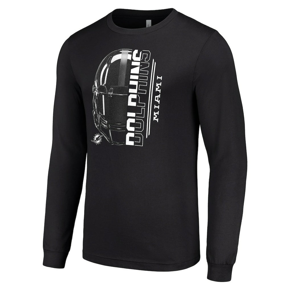 Miami Dolphins Starter Half Helmet Logo Long Sleeve T-Shirt - Black cheap