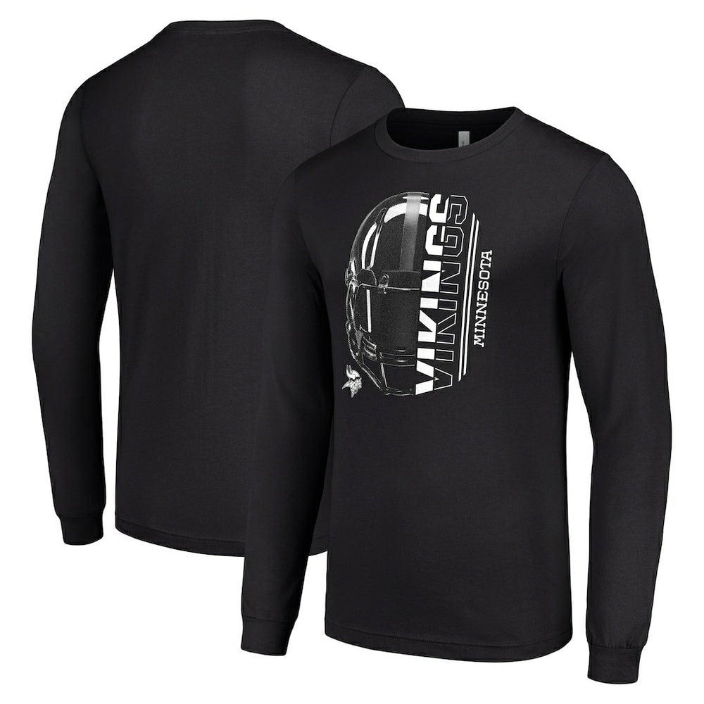Minnesota Vikings Starter Half Helmet Logo Long Sleeve T-Shirt - Black outlet