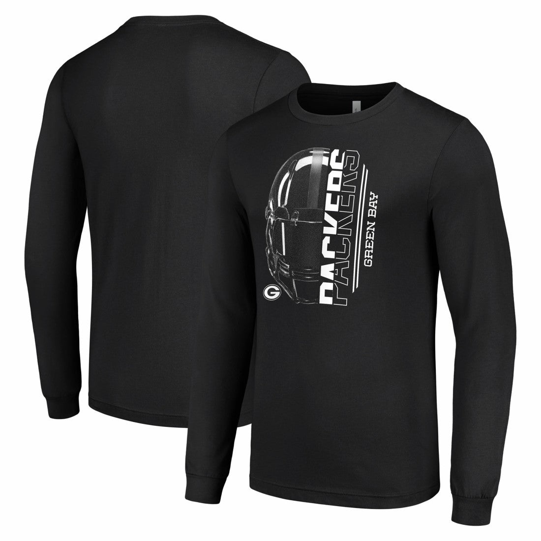 Green Bay Packers Starter Half Helmet Logo Long Sleeve T-Shirt - Black cheap
