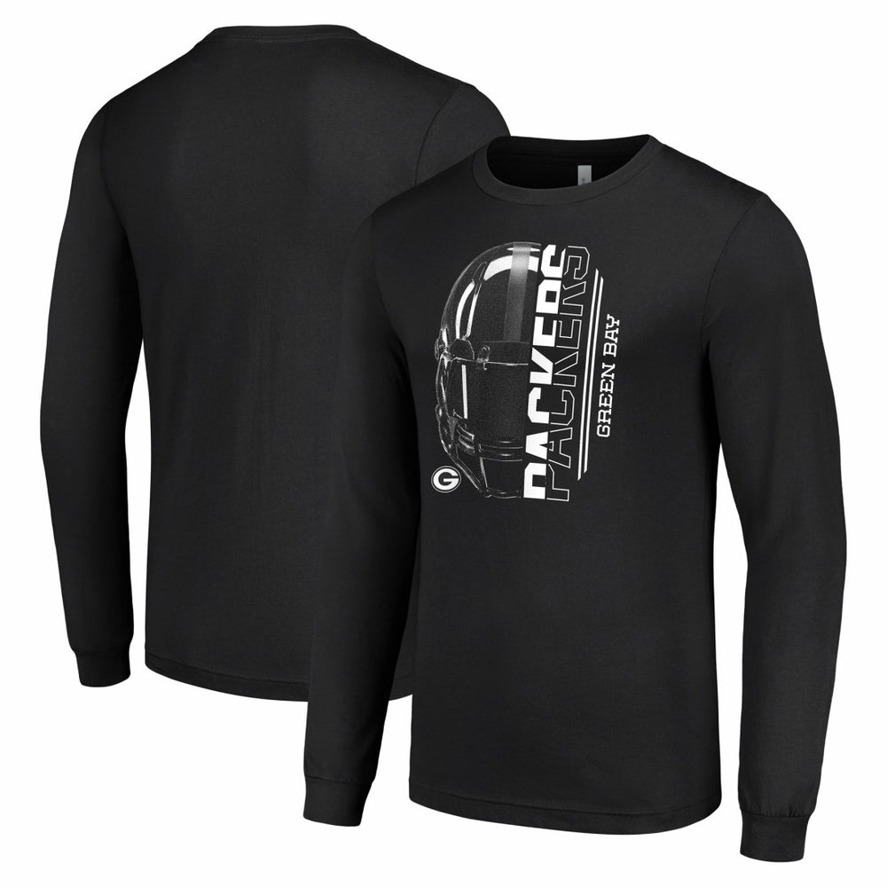 Green Bay Packers Starter Half Helmet Logo Long Sleeve T-Shirt - Black cheap