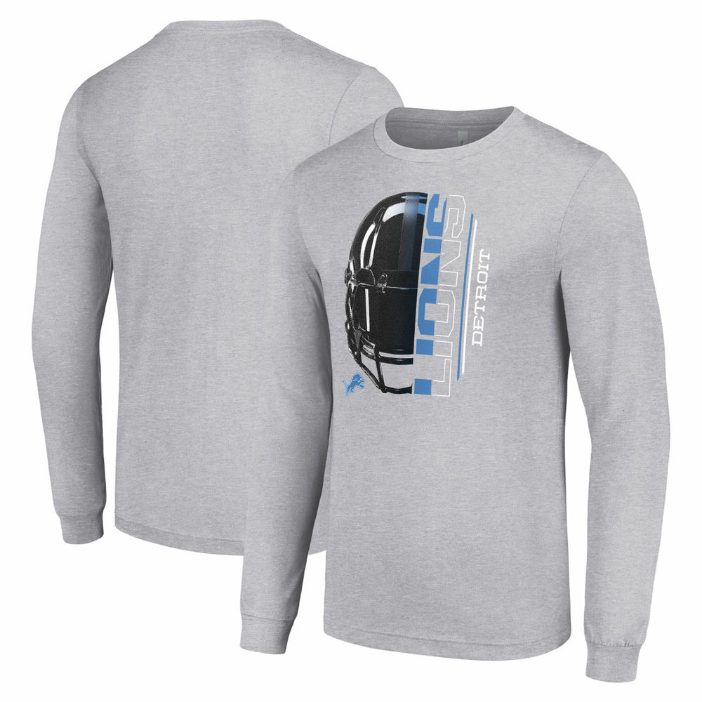 Detroit Lions Starter Half Helmet Logo Long Sleeve Heathered T-Shirt - Heather Gray outlet