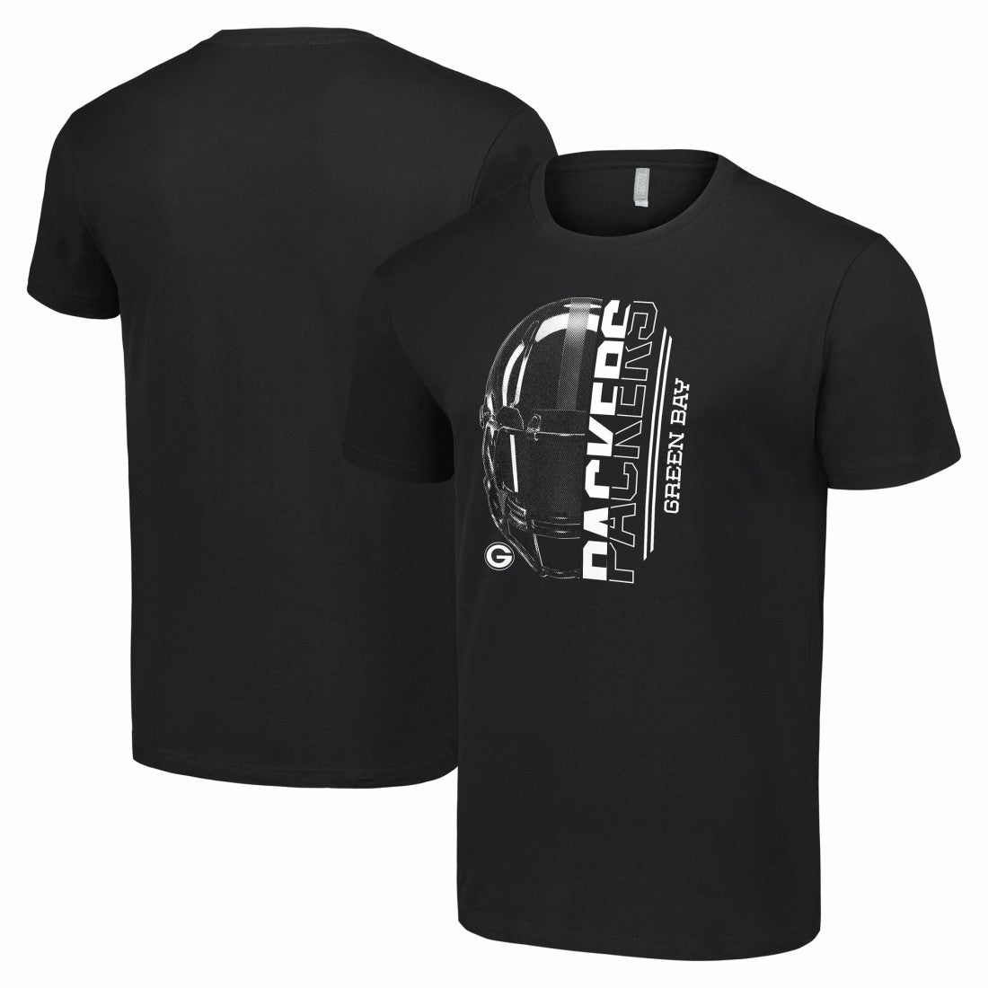 Green Bay Packers Starter Half Helmet Logo T-Shirt - Black discount