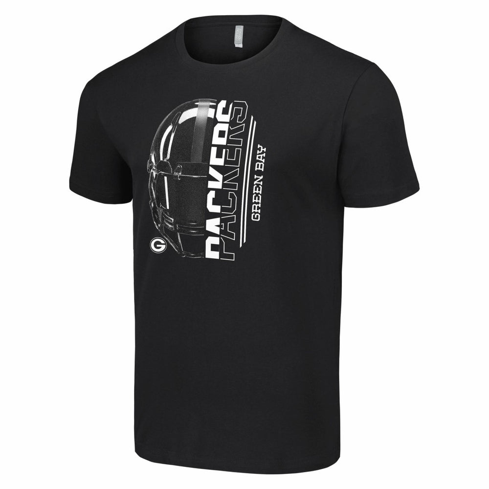 Green Bay Packers Starter Half Helmet Logo T-Shirt - Black discount