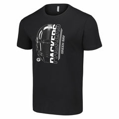 Green Bay Packers Starter Half Helmet Logo T-Shirt - Black discount