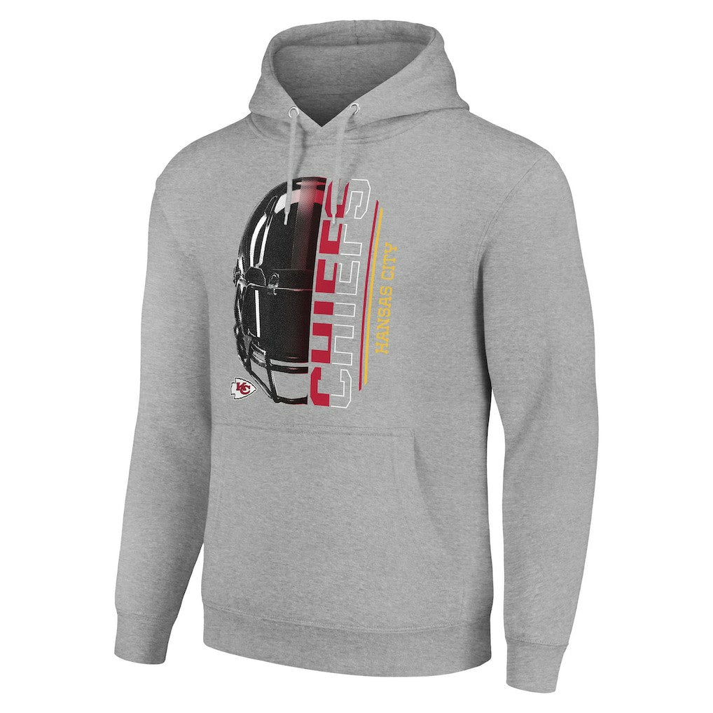 Kansas City Chiefs Starter Unisex Half Helmet Logo Pullover Hoodie - Heather Gray for sale