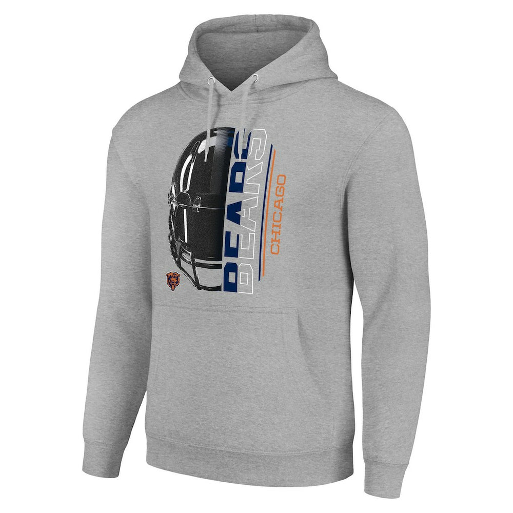 Chicago Bears Starter Unisex Half Helmet Logo Pullover Hoodie - Heather Gray on sale