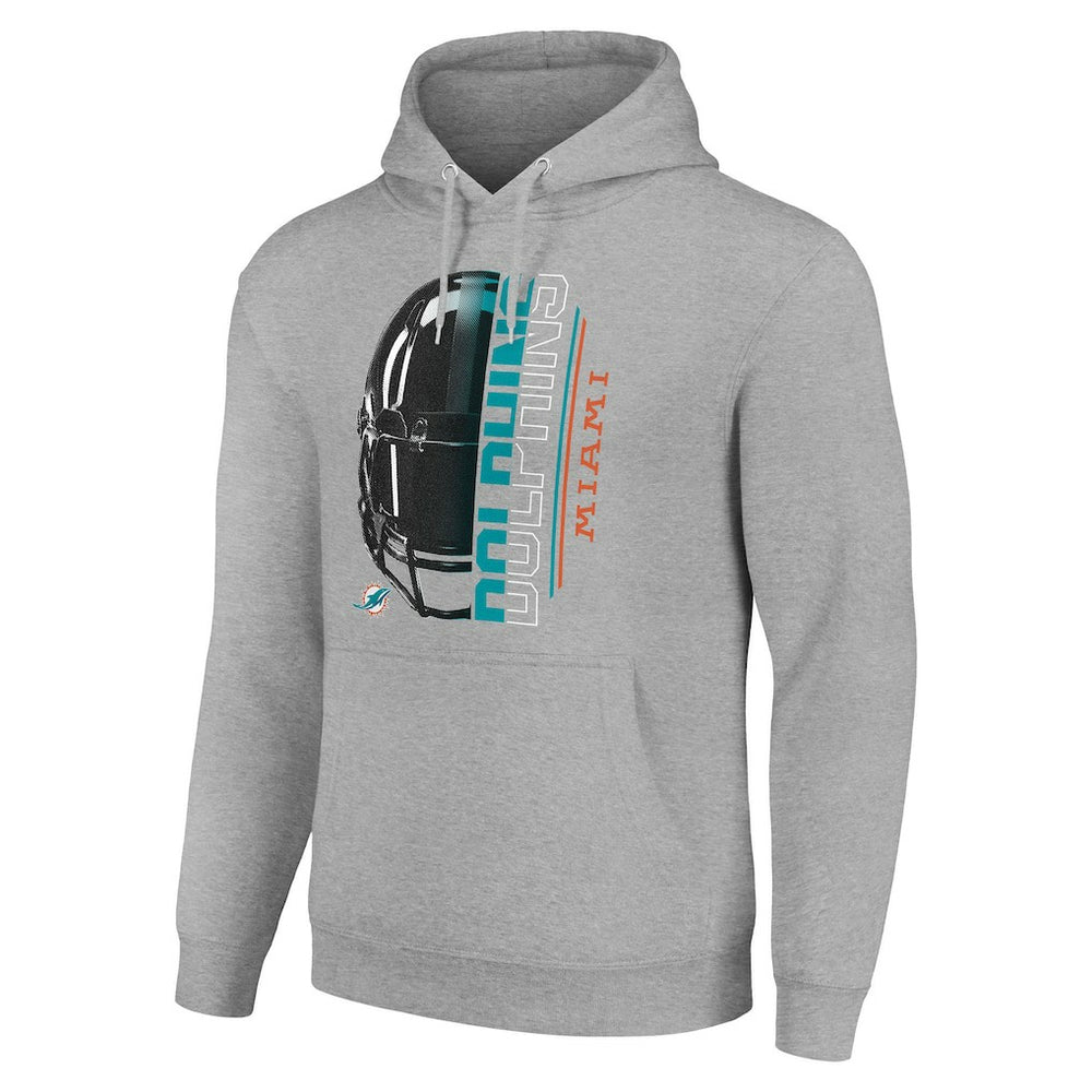 Miami Dolphins Starter Unisex Half Helmet Logo Pullover Hoodie - Heather Gray outlet