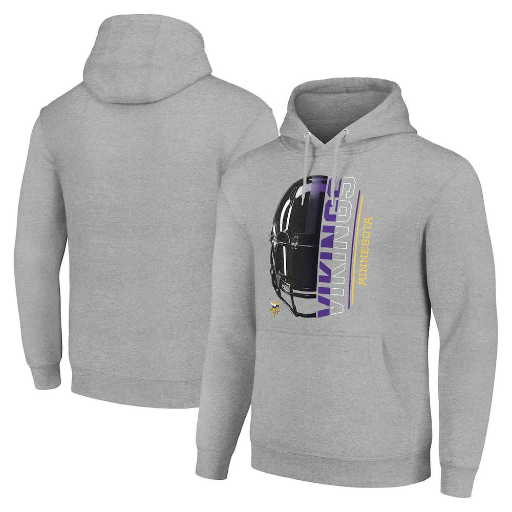 Minnesota Vikings Starter Unisex Half Helmet Logo Pullover Hoodie - Heather Gray outlet