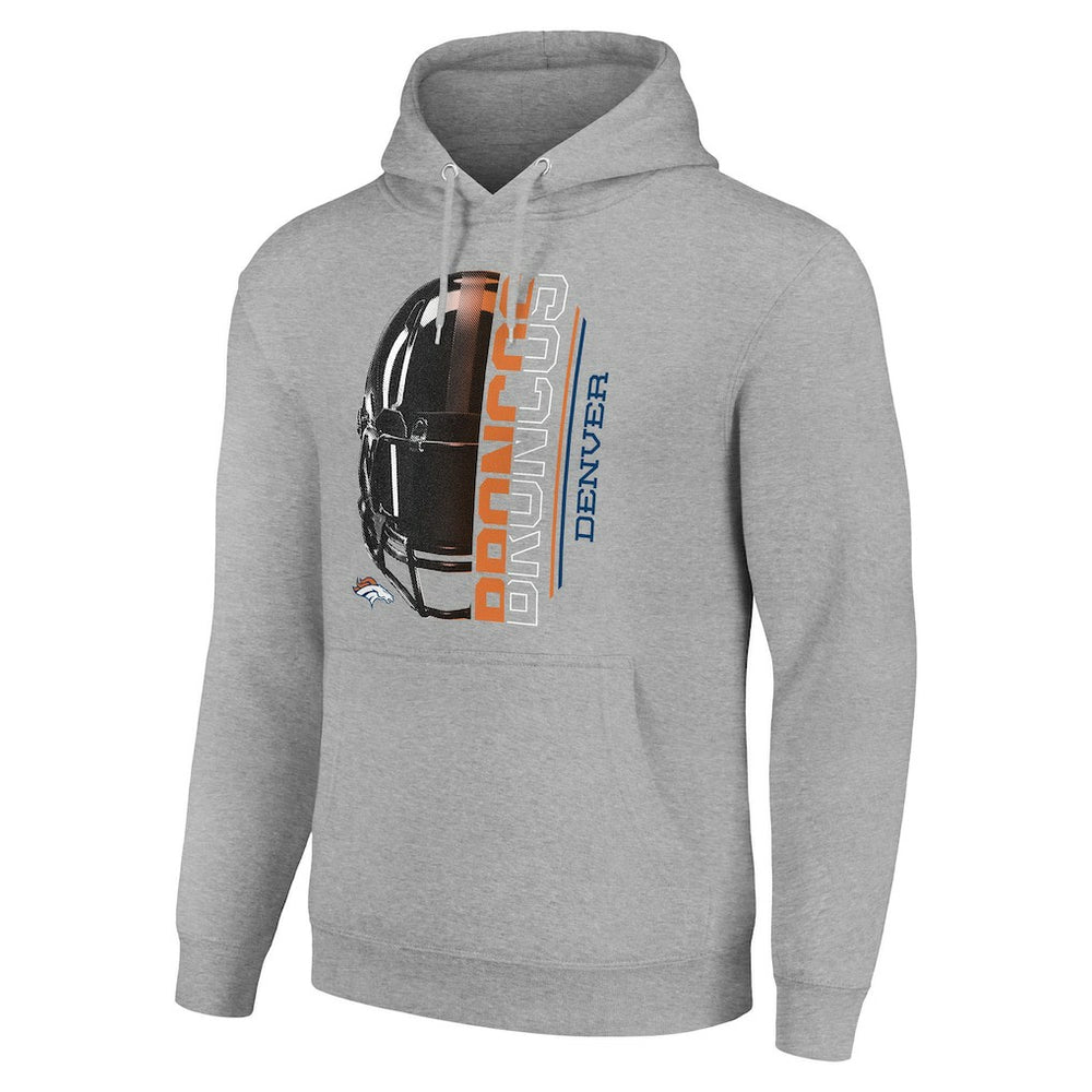 Denver Broncos Starter Unisex Half Helmet Logo Pullover Hoodie - Heather Gray sale