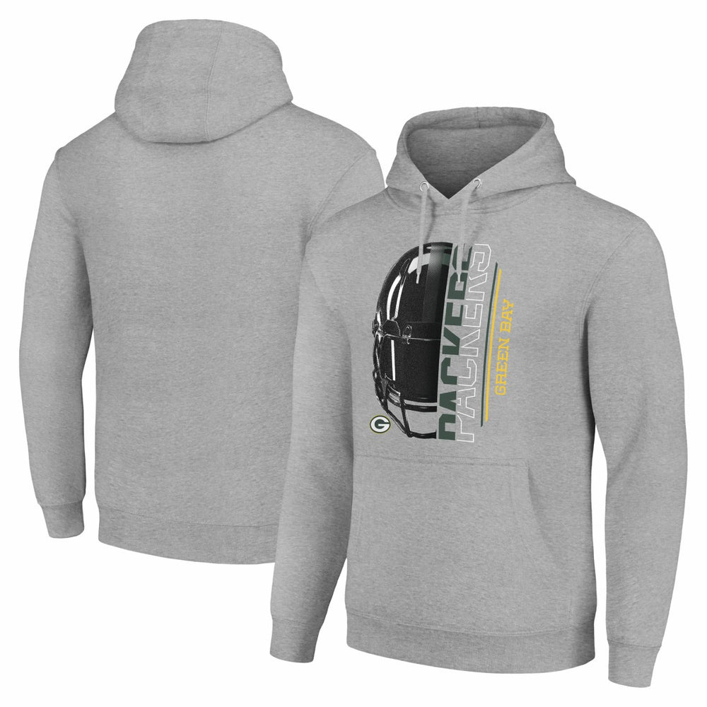 Green Bay Packers Starter Unisex Half Helmet Logo Pullover Hoodie - Heather Gray online