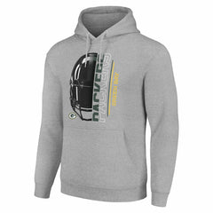 Green Bay Packers Starter Unisex Half Helmet Logo Pullover Hoodie - Heather Gray online