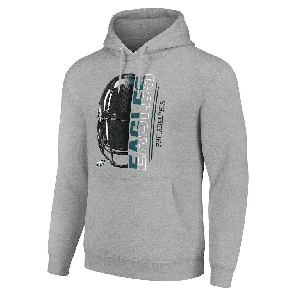 Philadelphia Eagles Starter Unisex Half Helmet Logo Pullover Hoodie - Heather Gray on sale