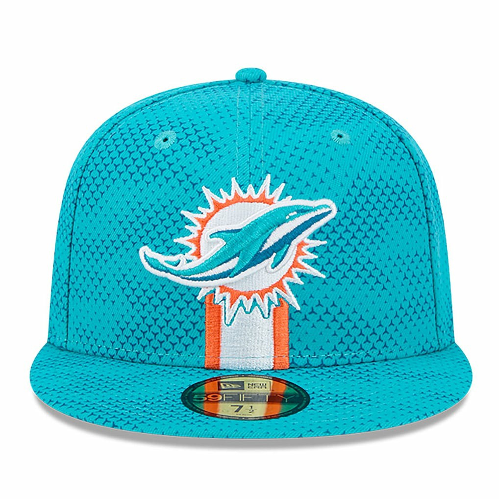 Miami Dolphins New Era 2024 Sideline 59FIFTY Fitted Hat - Aqua on sale