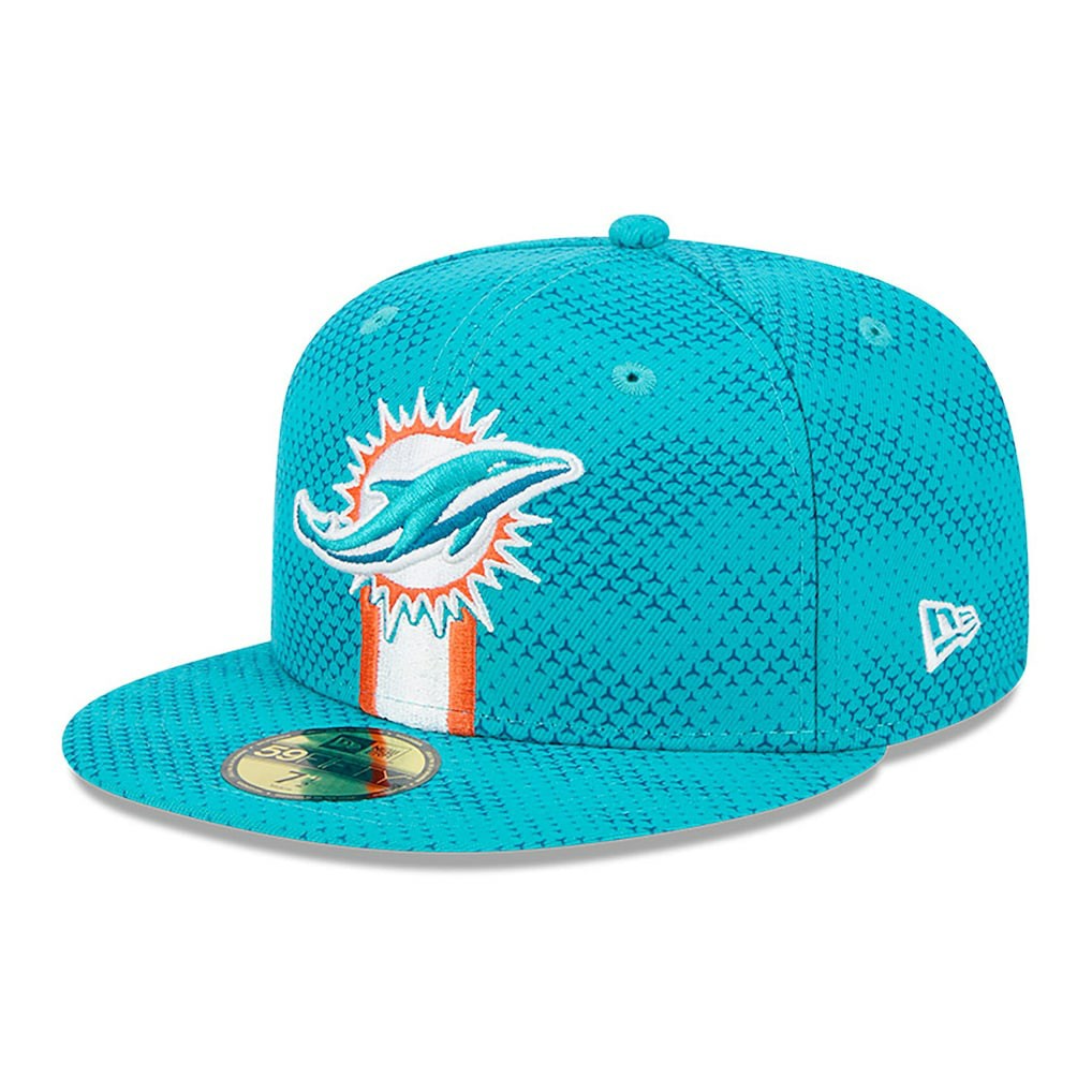 Miami Dolphins New Era 2024 Sideline 59FIFTY Fitted Hat - Aqua on sale