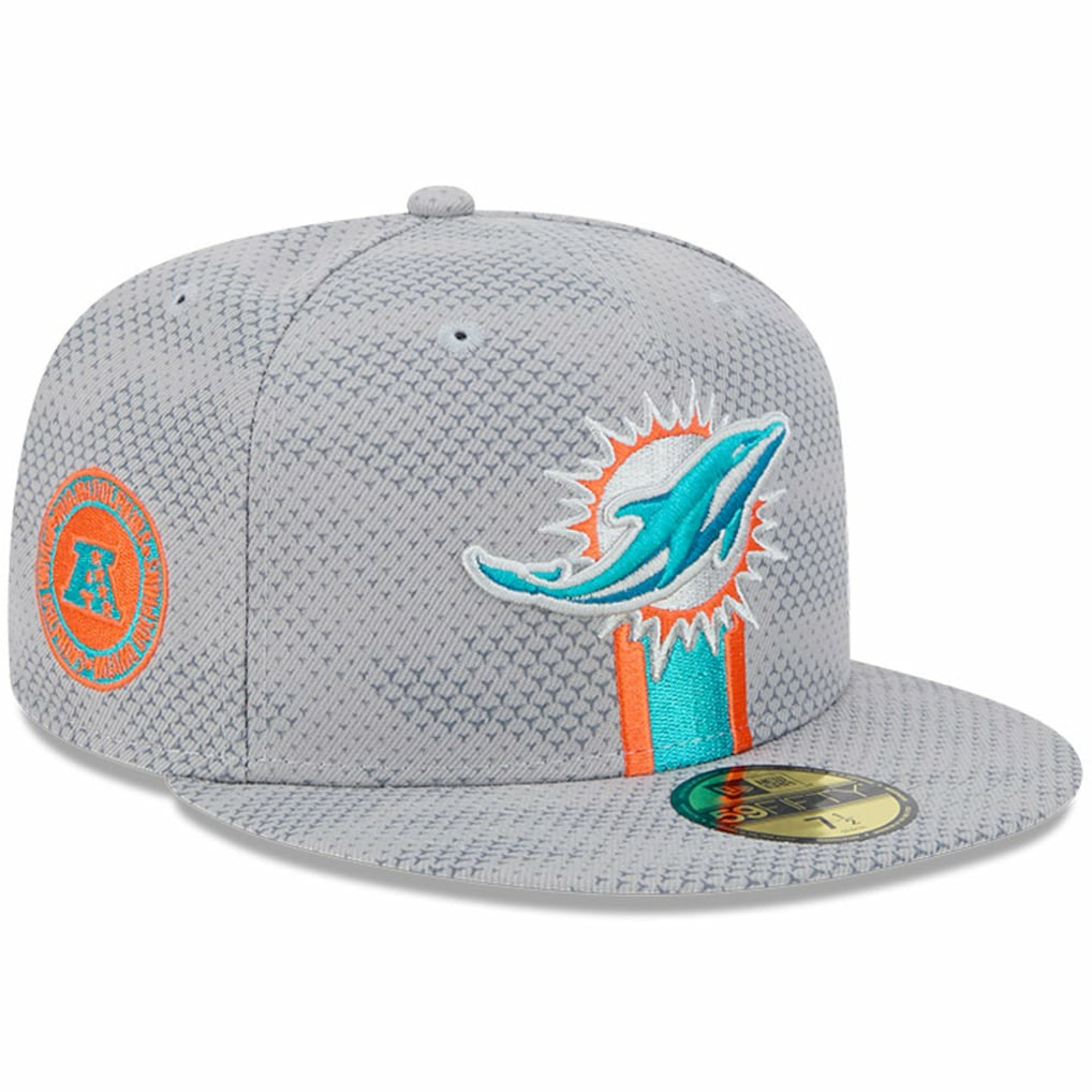 Miami Dolphins New Era 2024 Sideline 59FIFTY Fitted Hat - Gray outlet